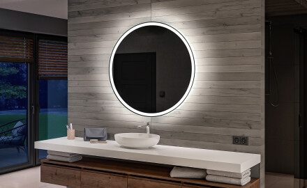 Кръгло огледало с LED осветление за баня с батерия L76