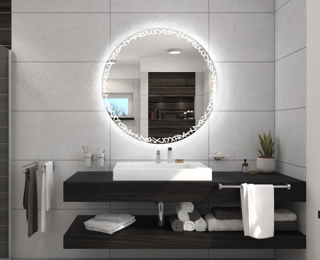Кръгло огледало с LED осветление за баня с батерия L115 #5