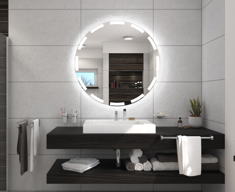 Кръгло огледало с LED осветление за баня с батерия L117 #5