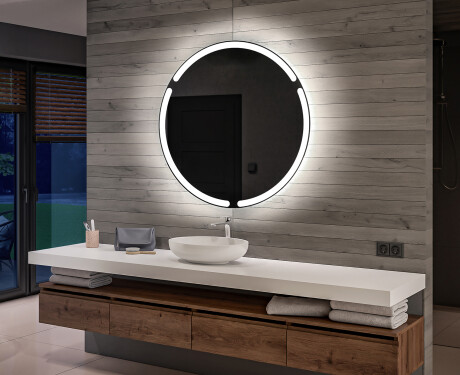 Кръгло огледало с LED осветление за баня с батерия L119