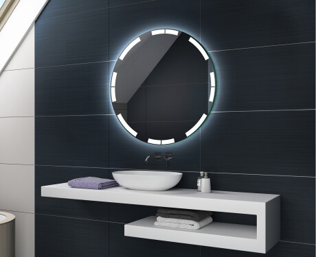 Кръгло огледало с LED осветление за баня с батерия L120 #2