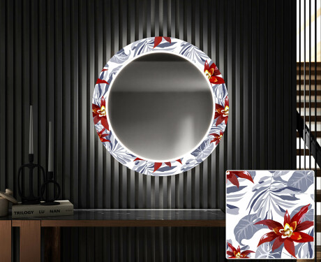 Кръгло Декоративно Огледало С LED Осветление За Коридор - Sea Flowers #1