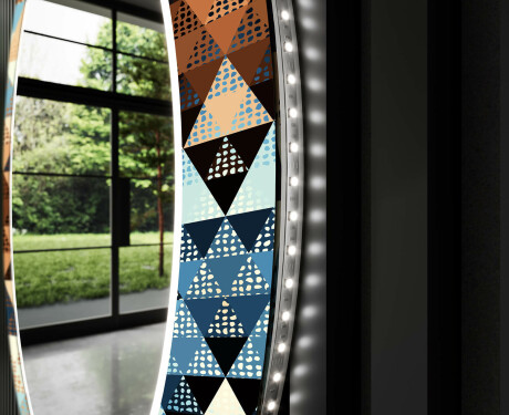 Кръгло Декоративно Огледало С LED Осветление За Хол - Color Triangles #11