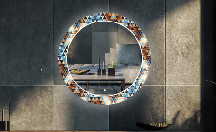 Кръгло Декоративно Огледало С LED Осветление За Хол - Color Triangles