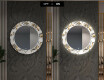 Кръгло Декоративно Огледало С LED Осветление За Коридор - Golden Flowers #7