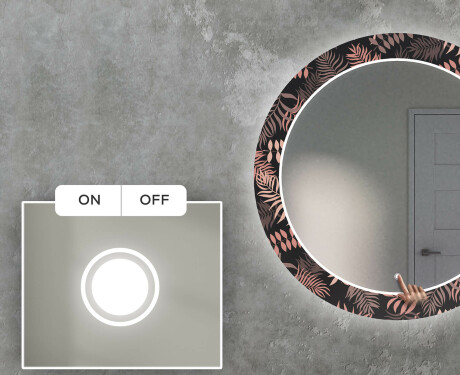 Кръгло Декоративно Огледало С LED Осветление За Хол - Jungle #4