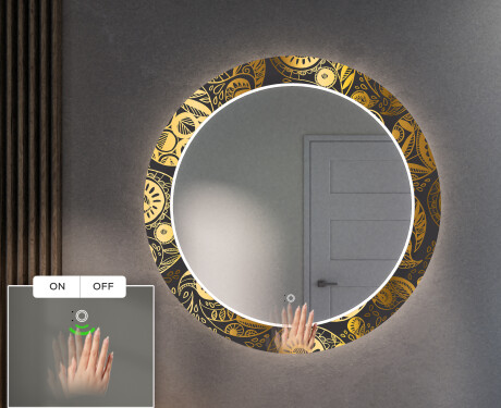 Кръгло Декоративно Огледало С LED Осветление За Коридор - Ancient Pattern #5
