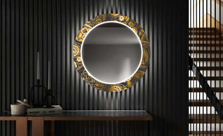 Кръгло Декоративно Огледало С LED Осветление За Коридор - Ancient Pattern