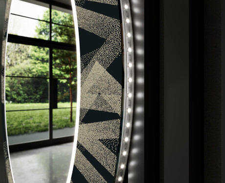 Кръгло Декоративно Огледало С LED Осветление За Хол - Dotted Triangles #11