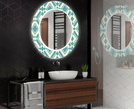 Кръгло Декоративно Огледало С LED Осветление За Баня - Abstract Seamless #2