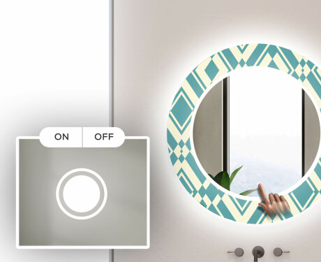 Кръгло Декоративно Огледало С LED Осветление За Баня - Abstract Seamless #4