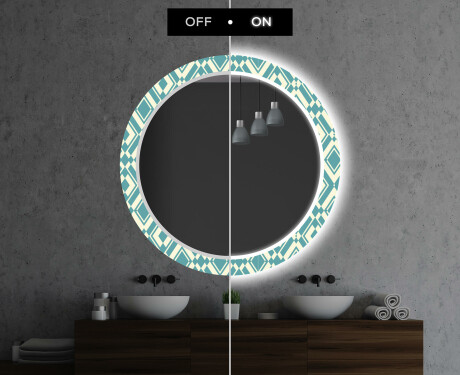 Кръгло Декоративно Огледало С LED Осветление За Баня - Abstract Seamless #7