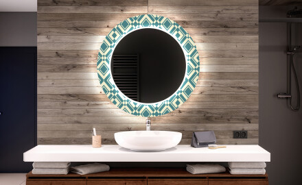 Кръгло Декоративно Огледало С LED Осветление За Баня - Abstract Seamless
