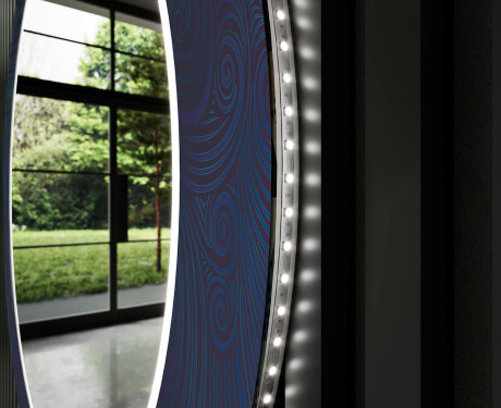 Кръгло Декоративно Огледало С LED Осветление За Баня - Blue Drawing #11