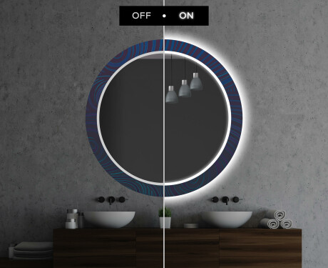 Кръгло Декоративно Огледало С LED Осветление За Баня - Blue Drawing #7