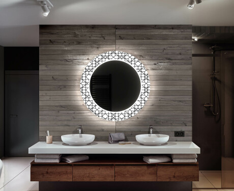 Кръгло Декоративно Огледало С LED Осветление За Баня - Industrial #12