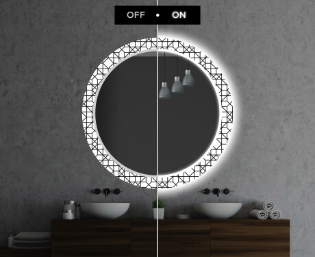 Кръгло Декоративно Огледало С LED Осветление За Баня - Industrial #7
