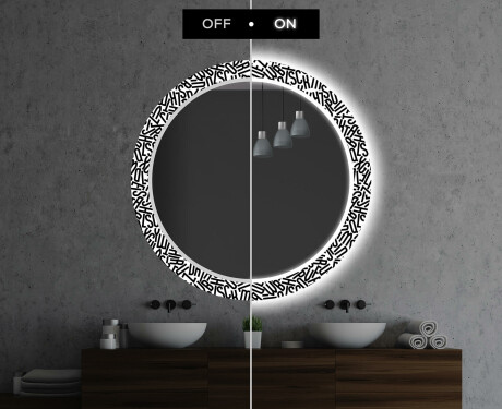 Кръгло Декоративно Огледало С LED Осветление За Баня - Letters #7