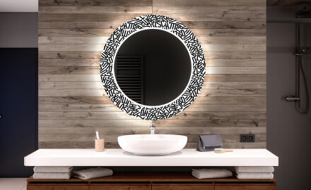 Кръгло Декоративно Огледало С LED Осветление За Баня - Letters