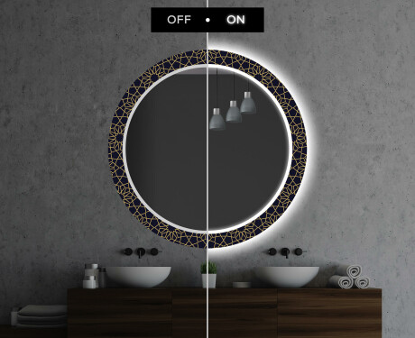 Кръгло Декоративно Огледало С LED Осветление За Баня - Ornament #7