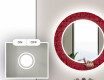 Кръгло Декоративно Огледало С LED Осветление За Баня - Red Mosaic #4