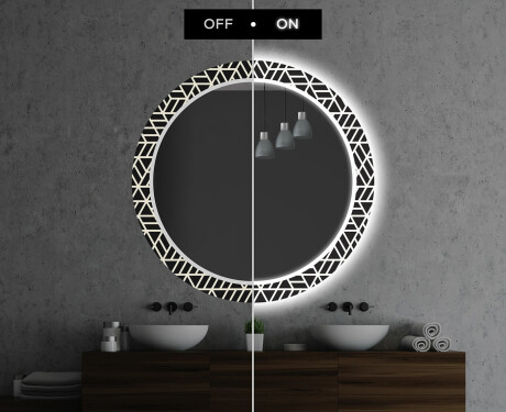 Кръгло Декоративно Огледало С LED Осветление За Баня - Triangless #7