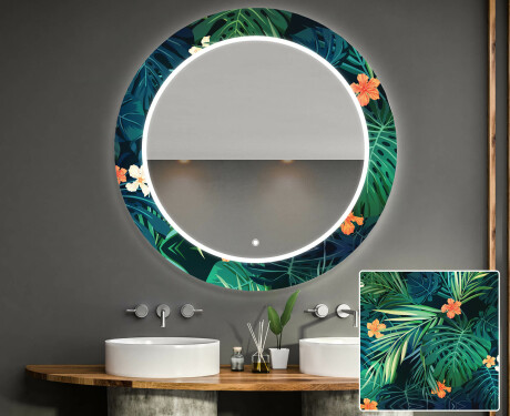 Кръгло Декоративно Огледало С LED Осветление За Баня - Tropical #1
