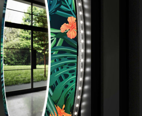 Кръгло Декоративно Огледало С LED Осветление За Баня - Tropical #11