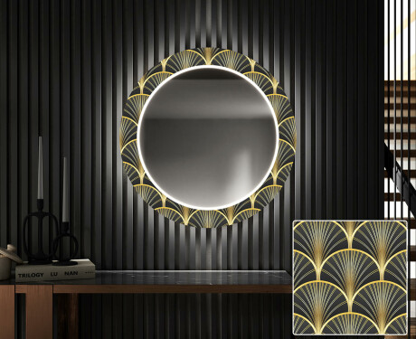 Кръгло Декоративно Огледало С LED Осветление За Коридор - Art Deco