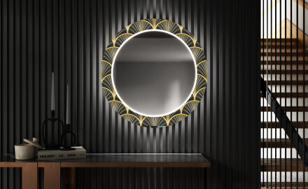 Кръгло Декоративно Огледало С LED Осветление За Коридор - Art Deco