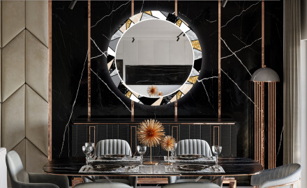 Кръгло Декоративно Огледало С LEd Осветление За Трапезария - Marble Pattern
