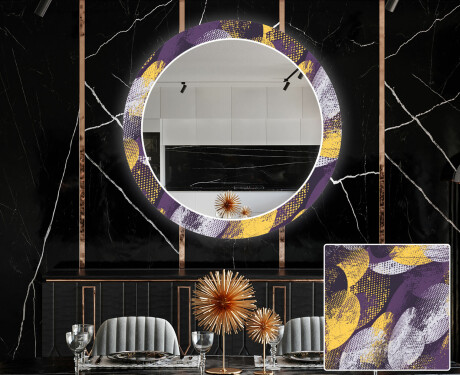 Кръгло Декоративно Огледало С LEd Осветление За Трапезария - Round Stamp #1