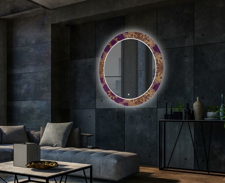 Кръгло Декоративно Огледало С LED Осветление За Хол - Gold Mandala #2
