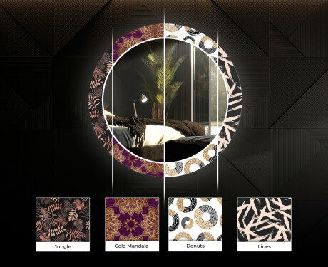 Кръгло Декоративно Огледало С LED Осветление За Хол - Gold Mandala #6