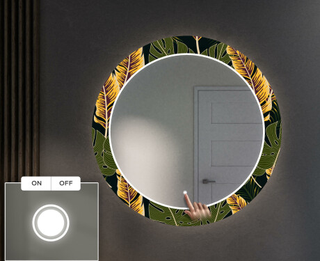 Кръгло Декоративно Огледало С LED Осветление За Коридор - Botanical Flowers #4