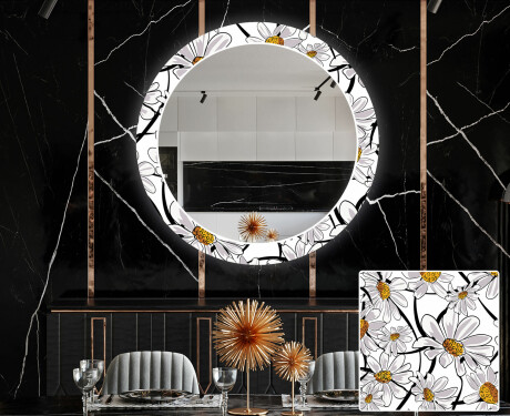 Кръгло Декоративно Огледало С LEd Осветление За Трапезария - Chamomile #1