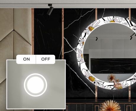 Кръгло Декоративно Огледало С LEd Осветление За Трапезария - Chamomile #4