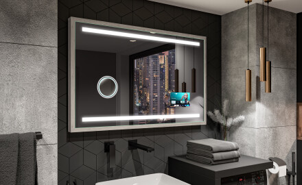 Правоъгълно LED огледало за баня с рамка FrameLine L09