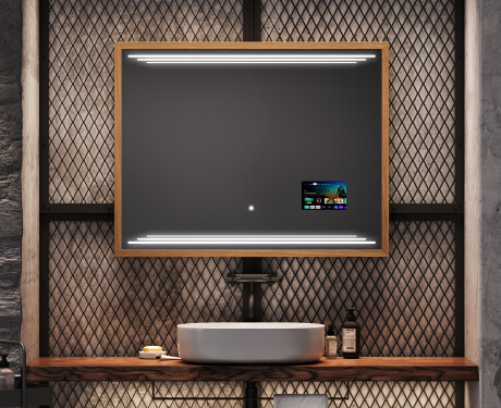 Правоъгълно LED огледало за баня с рамка FrameLine L75