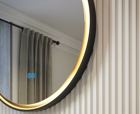 Кръгло огледало с метална рамка и LED осветление #2