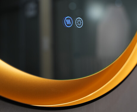 Кръгло огледало с метална рамка и LED осветление #5