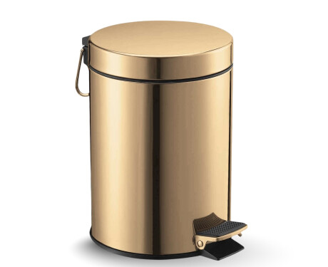 Кошница с педал STANDARD, кръгла, 5 л, с плавно затваряне / златист гланц