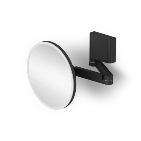 Козметично огледало с 5-кратно увеличение, кръгло, с LED осветление, плавно регулиране на цвета на светлината, накланящо се, с двойно подвижно рамо / матово черно #1