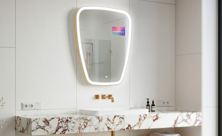 Неравен огледало за баня LED SMART Z222 Google