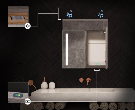 Шкаф за баня с LED огледало L02 Emily 66,5 x 72 cm в цвят Дъб Oslo #6