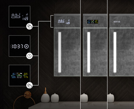 Висящ шкаф за баня с LED огледало L02 Emily 100 x 72 cm в цвят Древен дъб #4