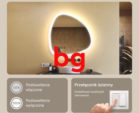 Dizainera LED vannas istabas spogulis 120x70cm ar aukstu LED krāsu 7000K, siltu krāsu 3000K vai neitrālu krāsu 4500K #5